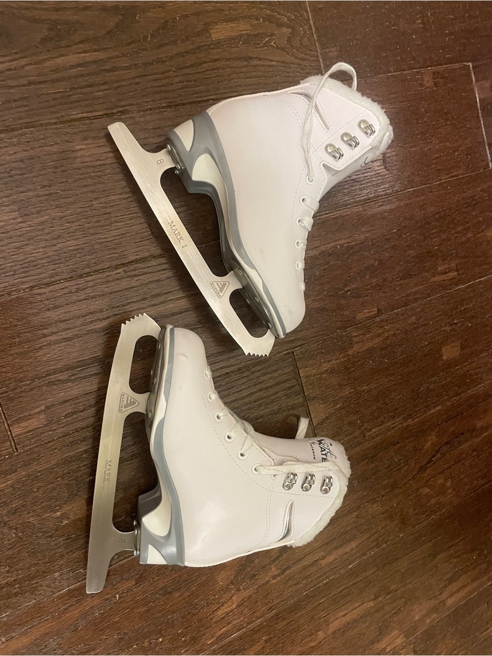 JACKSON White Kids Faux-Fur Trim Lace-Up ice figure skates